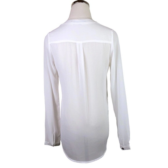 BCBG MaxAzria Blouse Sheer White Chiffon Jeweled Collar XS - Picture 8 of 9